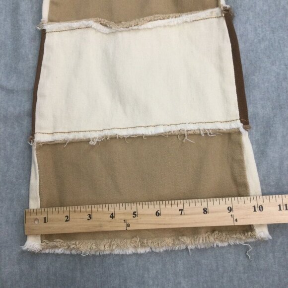 Machine Jeans 7 Flare Patch Brown Colorblock Y2K 90s Bell Bottom Boho - Picture 9 of 15